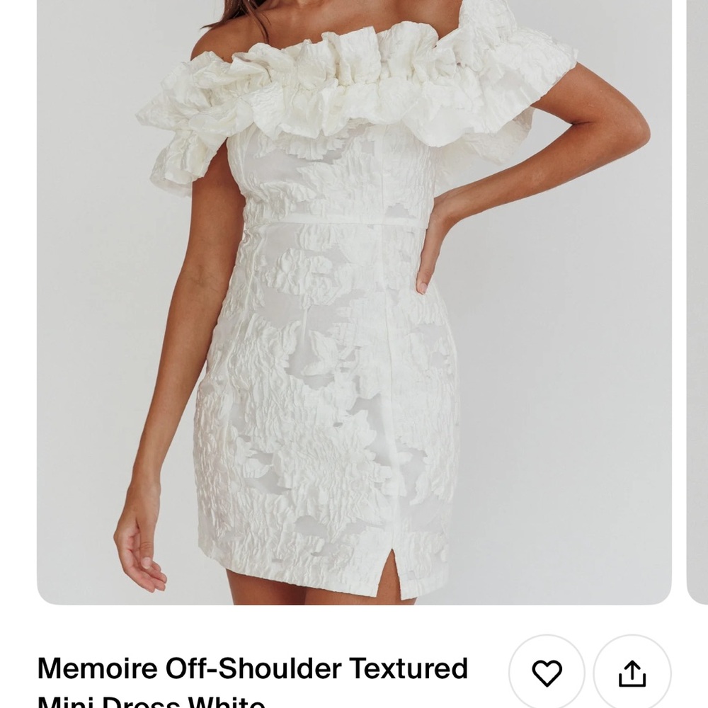 Selfie Leslie Off-Shoulder Textured Mini Dress White